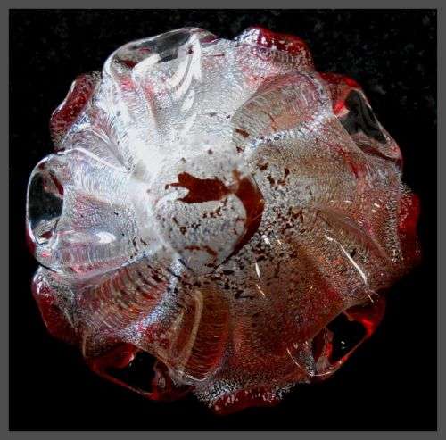 Organic Bright Red Murano Ashtray Post-1950's - Voluptuous Undulations - 140mm Diameter - No Damage