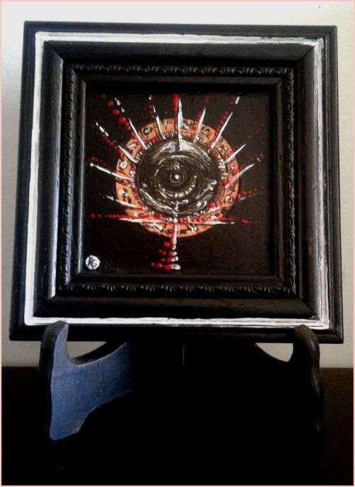 'Eye in the Sky' by Surrealist Pioneer Ras Steyn [MFA] - Acrylic on Masonite  - 15cm by 15cm