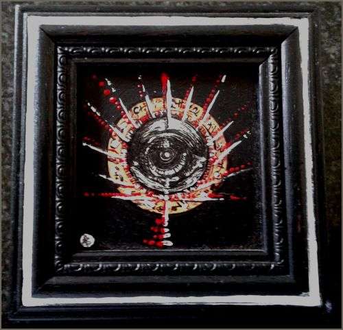 'Eye in the Sky' by Surrealist Pioneer Ras Steyn [MFA] - Acrylic on Masonite  - 15cm by 15cm