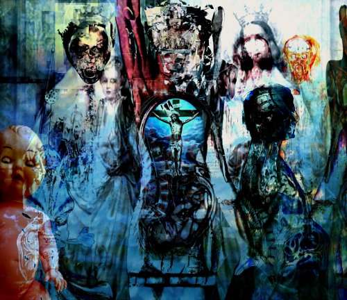 Semi-Automatic Collage: `Dante`s Divine Family Line` by Surrealist Pioneer Ras Steyn - 950MM X 800MM
