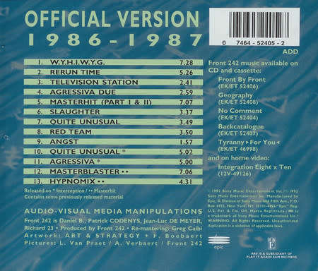 FRONT 242 : Official Version - 1992 Release - EPIC Records - SONY - SK52405 - VG