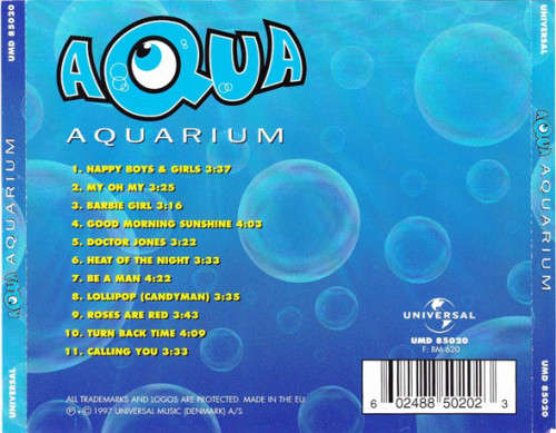 AQUA - Aquarium -  Made in TAIWAN - BMG - 1997 - DENMARK - Disc and Booklet in Good Condition