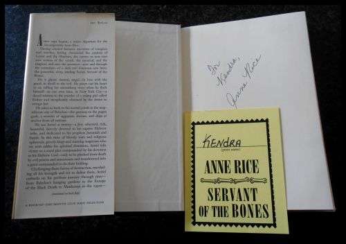 ANNE RICE - Servant of the Bones - First Edition - Alfred Knopf - 1996 - USA - Inscribed by Author*