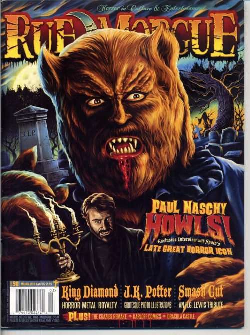 RUE MORGUE MAGAZINE - Issue 98 - Rare Issue - March 2010 - In Excellent Condition***