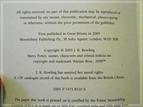 Harry Potter and the Half-Blood Prince - J.K. ROWLING - Hardcover  FIRST EDITION - Bloomsbury - 2005