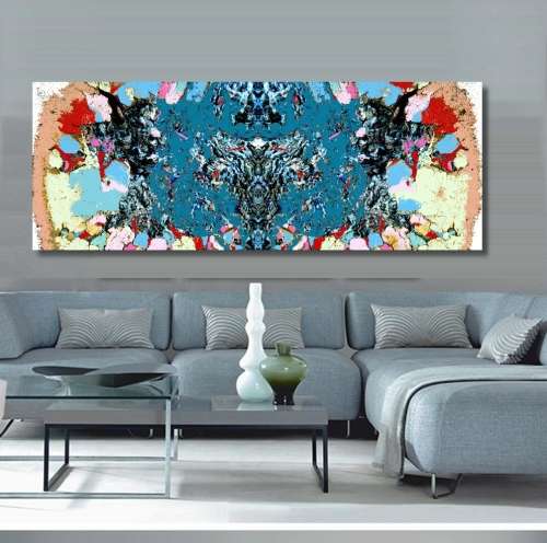 Original Abstract: Blue Mamba by SA Surrealist Artist Ras Steyn [MFA] - SINGLE CERTIFIED EDITION 1/1