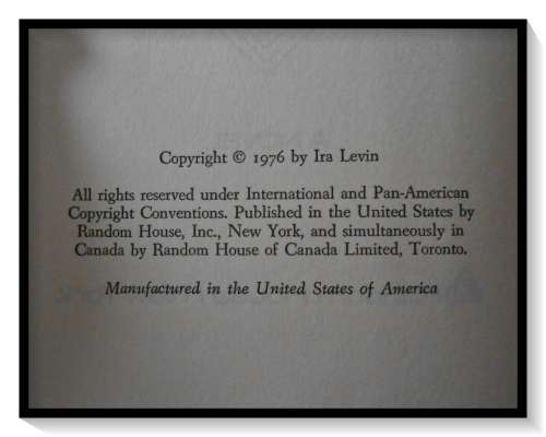 IRA LEVIN: Th Boys from Brazil - Hardcover - 1976 - RANDOM HOUSE - USA - VERY GOOD Condition*