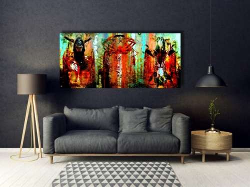 DEADY DECORUM SERIES - Title:  Afrozentrix Trio: The Tribal Council - LARGE MOUNTED CANVAS *****