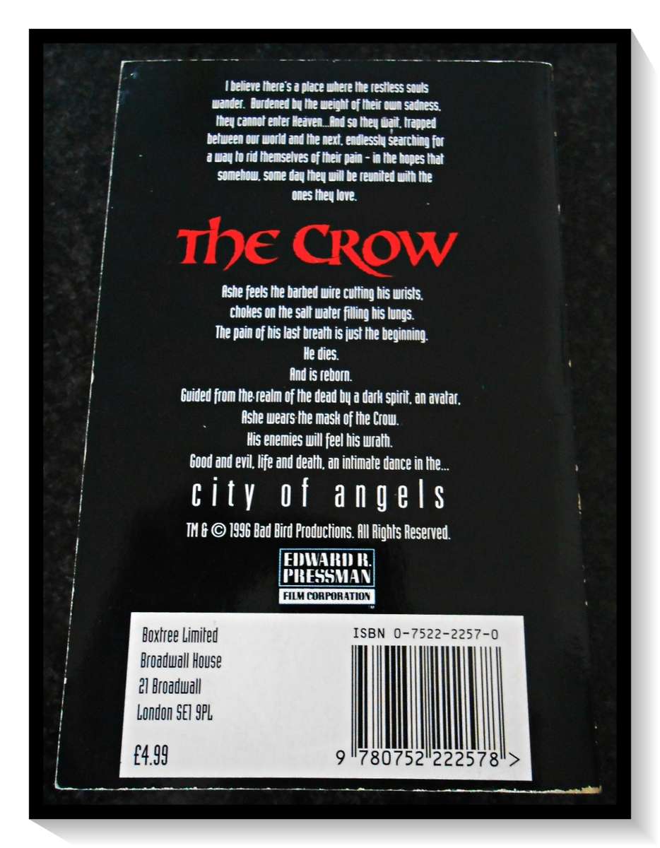 The Crow: City of Angels - A Novel based on Movie - BOXTREE Press 1996 1st Edition - A+ Condition