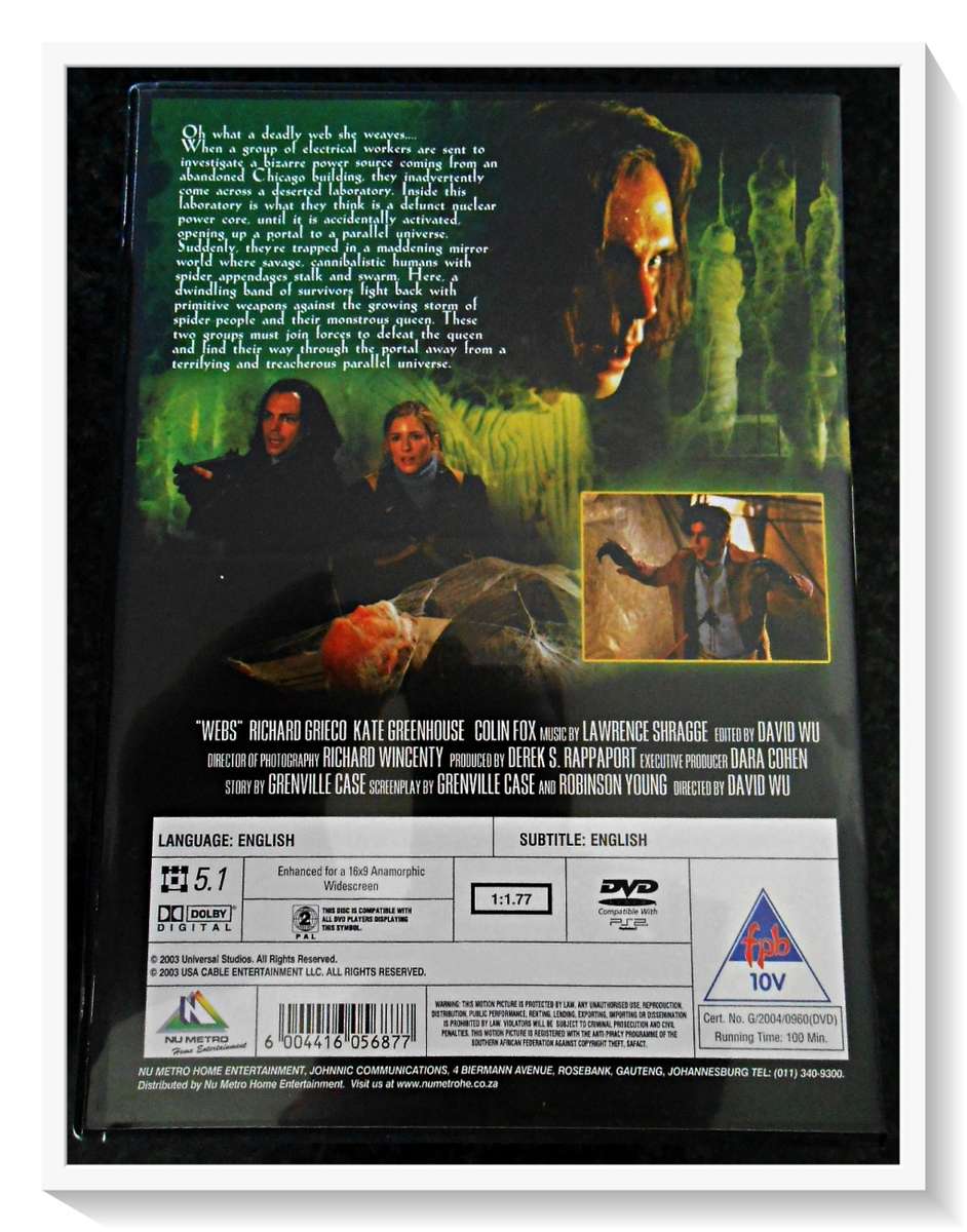 WEBS - Horror - DVD - 2003 - Dark Fantasy - Condition: LIKE NEW*
