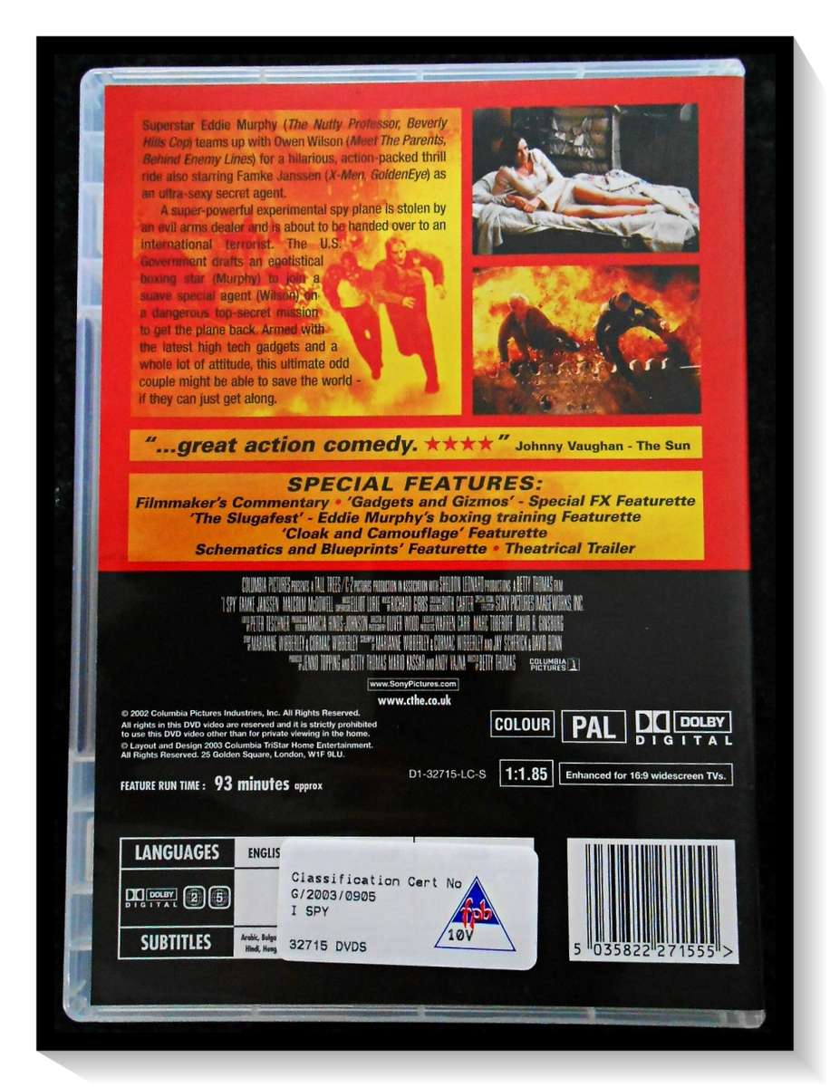 I SPY: DVD - 2002 - Columbia Pictures - 2-13VL - Casing & Disc in Good Condition*