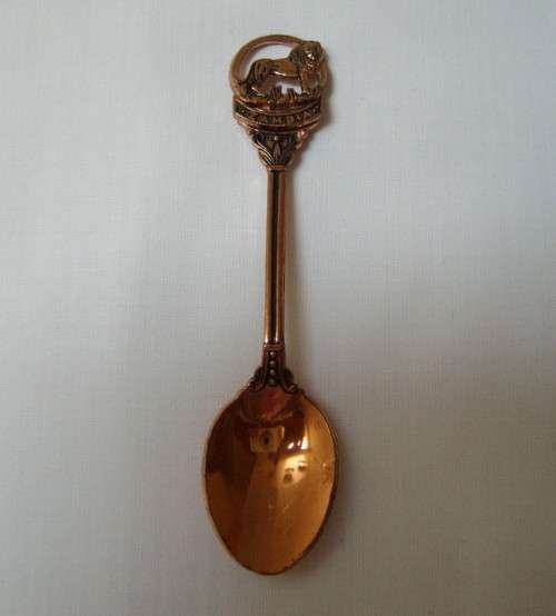 VINTAGE ZAMBIAN COPPER-PLATED SOUVENIR SPOON