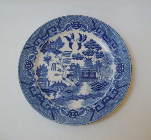 VINTAGE MADE IN JAPAN BLUE WILLOW 23cm DINNER PLATE c1950's