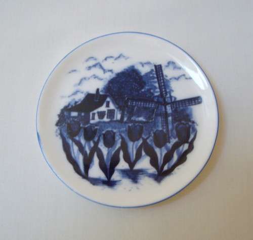 VINTAGE DELFWARE 'WINDMILL & TULIPS' 9.5cm MINIATURE PLATE