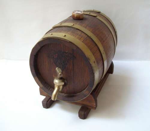 VINTAGE OAK WINE BARREL & STAND