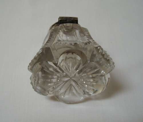 ANTIQUE EDWARDIAN BIRMINGHAM STERLING SILVER & CUT-GLASS INKWELL c1902-03