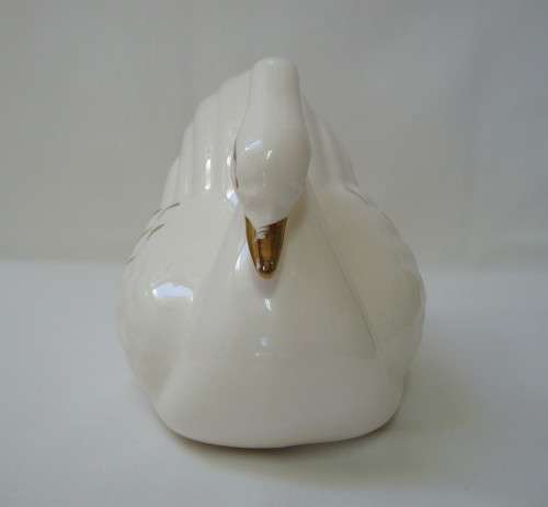VINTAGE GLAZED CERAMIC SWAN FIGURINE