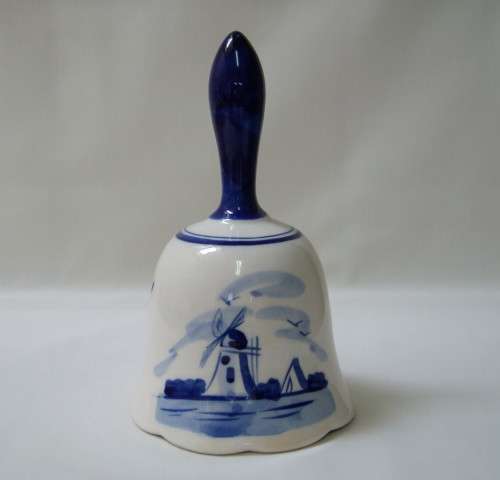 VINTAGE DELFT BLUE ORNAMENTAL TABLE BELL ~ Hairline!!!