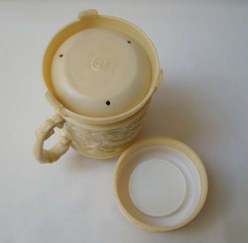 VINTAGE CHINESE FAUX IVORY PHOENIX & DRAGON MATRIMONIAL HAPPINESS TEA FLASK