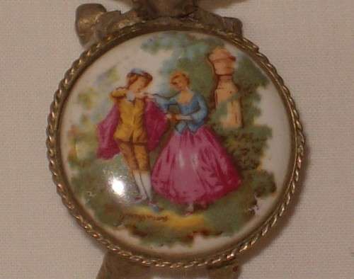 VINTAGE LIMOGES-STYLE 'FRAGONARD' 4pc MINIATURE PATIO SET