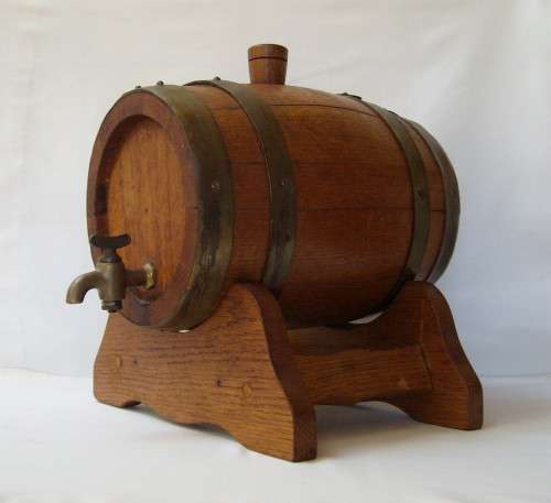 VINTAGE OAK WINE BARREL & STAND