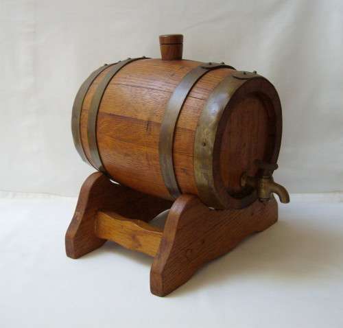 VINTAGE OAK WINE BARREL & STAND