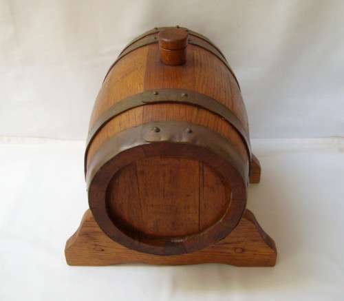 VINTAGE OAK WINE BARREL & STAND