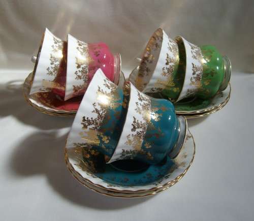 VINTAGE SET OF SIX ROYAL ALBERT 'REGAL SERIES' MULTI-COLOURED DUO'S c1970's