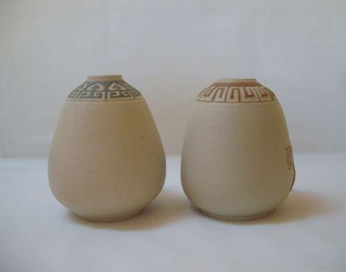 VINTAGE PAIR OF CHINESE STONEWARE VASES c1970s
