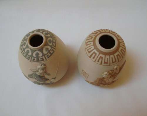 VINTAGE PAIR OF CHINESE STONEWARE VASES c1970s