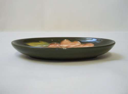 VINTAGE WALTER MOORCROFT CORAL HIBISCUS OVAL PIN DISH