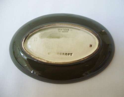 VINTAGE WALTER MOORCROFT CORAL HIBISCUS OVAL PIN DISH