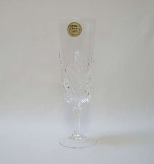 SET OF SIX VINTAGE FRENCH CRISTAL D'ARQUES CHANTILLY LEAD CRYSTAL CHAMPAGNE FLUTES