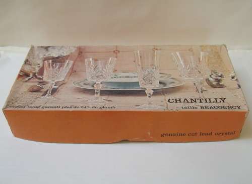 SET OF SIX VINTAGE FRENCH CRISTAL D'ARQUES CHANTILLY LEAD CRYSTAL CHAMPAGNE FLUTES