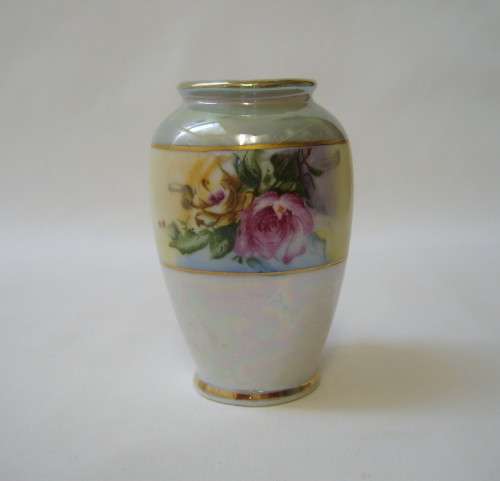 VINTAGE FLORAL LUSTREWARE 8cm SMALL VASE c1940's