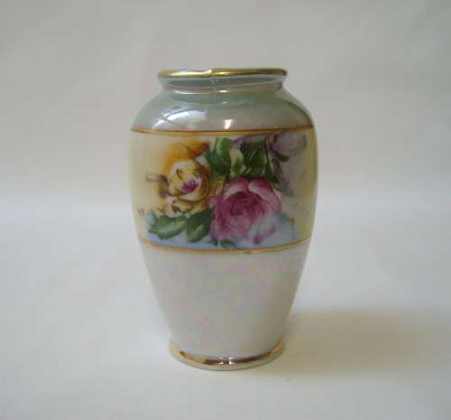 VINTAGE FLORAL LUSTREWARE 8cm SMALL VASE c1940's