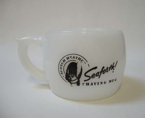 VINTAGE SEAFORTH SCOTCH HEATHER MILK GLASS SHAVING MUG