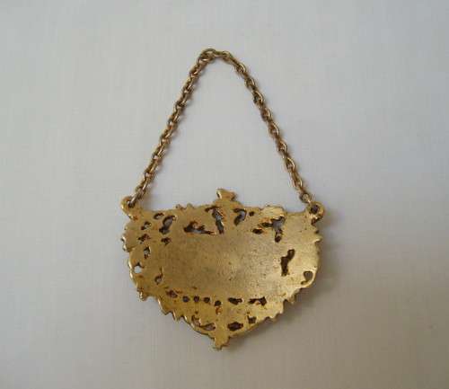 VINTAGE BRASS-PLATED SHERRY DECANTER LABEL