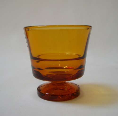 SET OF EIGHT VINTAGE FRENCH DURALEX AMBER GLASS EGG-CUPS