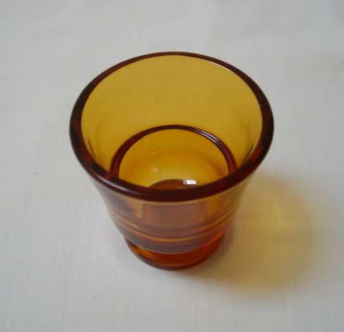 SET OF EIGHT VINTAGE FRENCH DURALEX AMBER GLASS EGG-CUPS