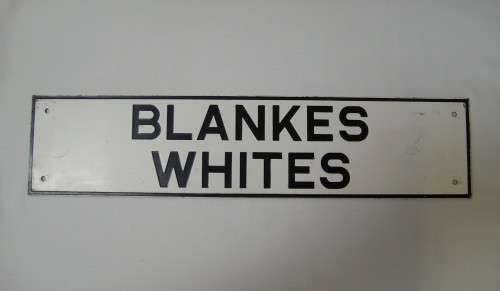 VINTAGE APARTHEID ERA 'BLANKES ~ WHITES' PAINTED METAL SIGN c1960's
