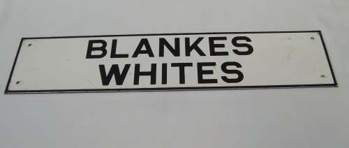 VINTAGE APARTHEID ERA 'BLANKES ~ WHITES' PAINTED METAL SIGN c1960's