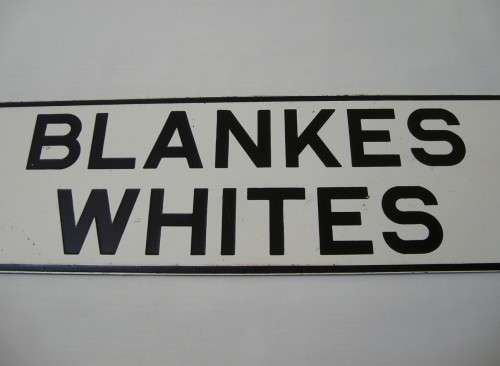 VINTAGE APARTHEID ERA 'BLANKES ~ WHITES' PAINTED METAL SIGN c1960's