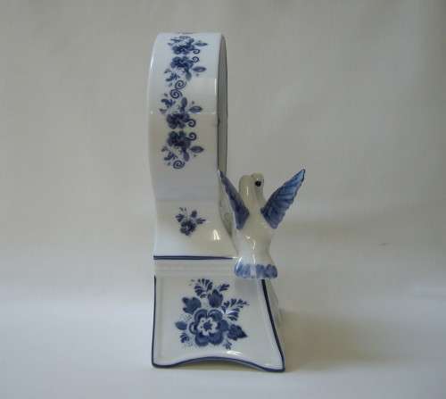 VINTAGE OUDE MOLEN DELFT BLUE 'WINDMILL & DOVES' MANTEL CLOCK ~ Not Working!!!