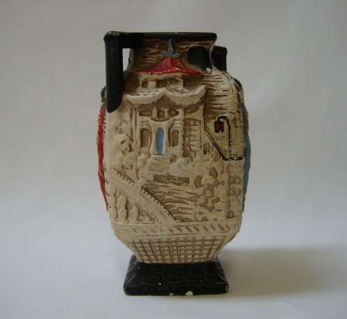 VINTAGE CYPLES OLD POTTERY EMBOSA WARE CHINOISERIE 13cm VASE c1928 ~ General Wear & Tear!