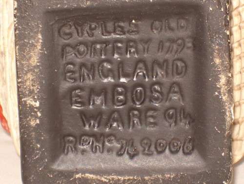 VINTAGE CYPLES OLD POTTERY EMBOSA WARE CHINOISERIE 13cm VASE c1928 ~ General Wear & Tear!