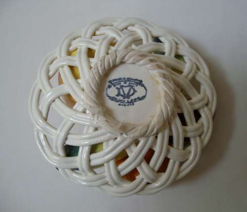 VINTAGE SPANISH MAJOLICA BASKET WITH ASSORTED FRUIT ~ Chipped!!!