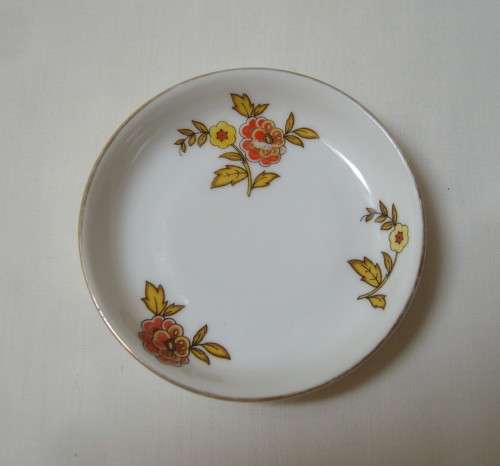 VINTAGE WEST GERMAN THOMAS FLORAL PORCELAIN 8.3cm PIN DISH c1970s