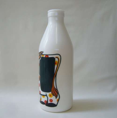 RETRO ITALIAN EGIZIA WHITE GLASS MILK BOTTLE