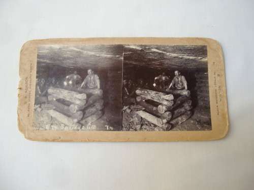 ANTIQUE G B NEILSON SPRINGS GOLD MINE STEREOSCOPE VIEWER CARD
